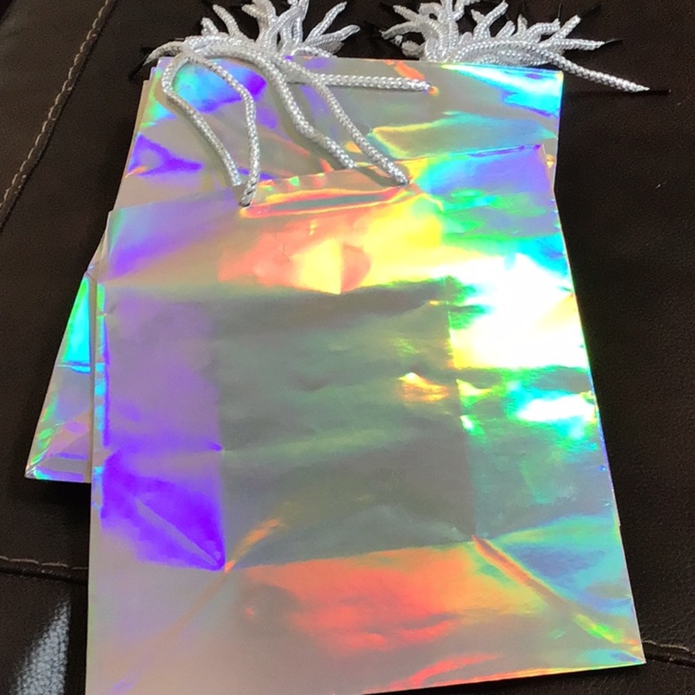 12 Pack Sparkle and Bash Holographic Silver Gift Bags with Handles, 8x4x10 Inch